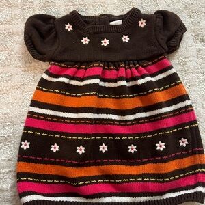 Gymboree Brown and White Puff Sleeve Casual Dress